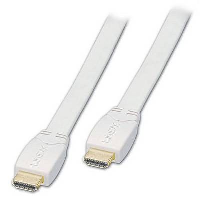 LINDY HDMI Cable 0.50 m White 41160 UL-approved, 4K UHD, double shielding, ribbon HDMI cable-1