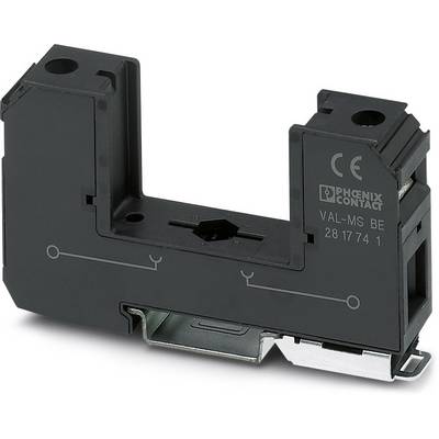 Black and grey electrical module with 'PHOENIX CONTACT' and 'VAL-MS BE' markings, rectangular in shape with connection terminals.