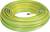 Green and yellow cable, coiled, with exposed copper wire at the end. Typical for earthing purposes in electrical installations.