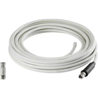 A white coaxial cable with connectors on both ends, one of which is detachable. Ideal for TV and satellite connections.