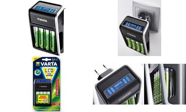 Varta LCD Plug Charger for cylindrical cells NiMH AAA , AA , 9V PP3-4