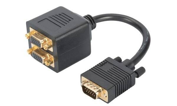 Digitus VGA Y cable VGA 15-pin plug, VGA 15-pin socket, VGA 15-pin socket 0.20 m Black DB-310400-002-S incl. ferrite cor-2