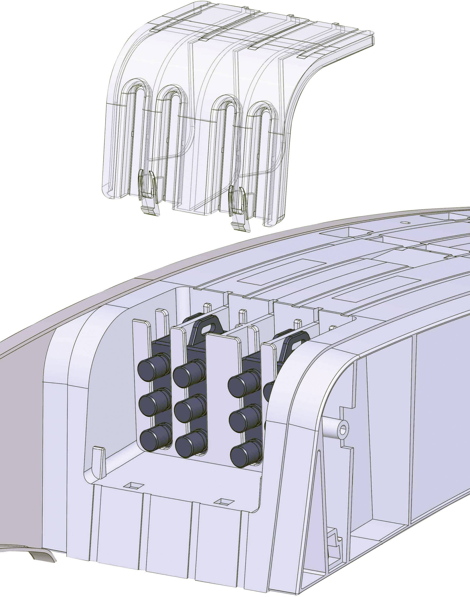 Diagram of a technical cable installation. Shows the internal structure with cables and lines within an enclosure.