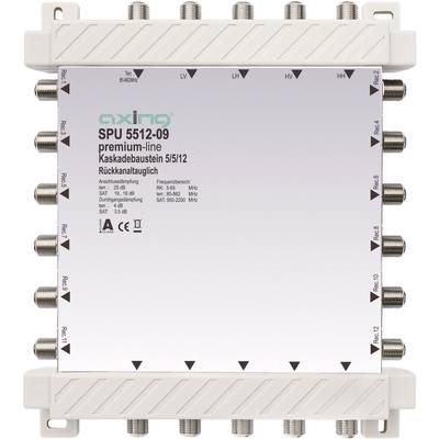 Axing SPU 5512-09 SAT cascade multiswitch  Inputs (multiswitches): 5 (4 SAT/1 terrestrial) No. of participants: 12 