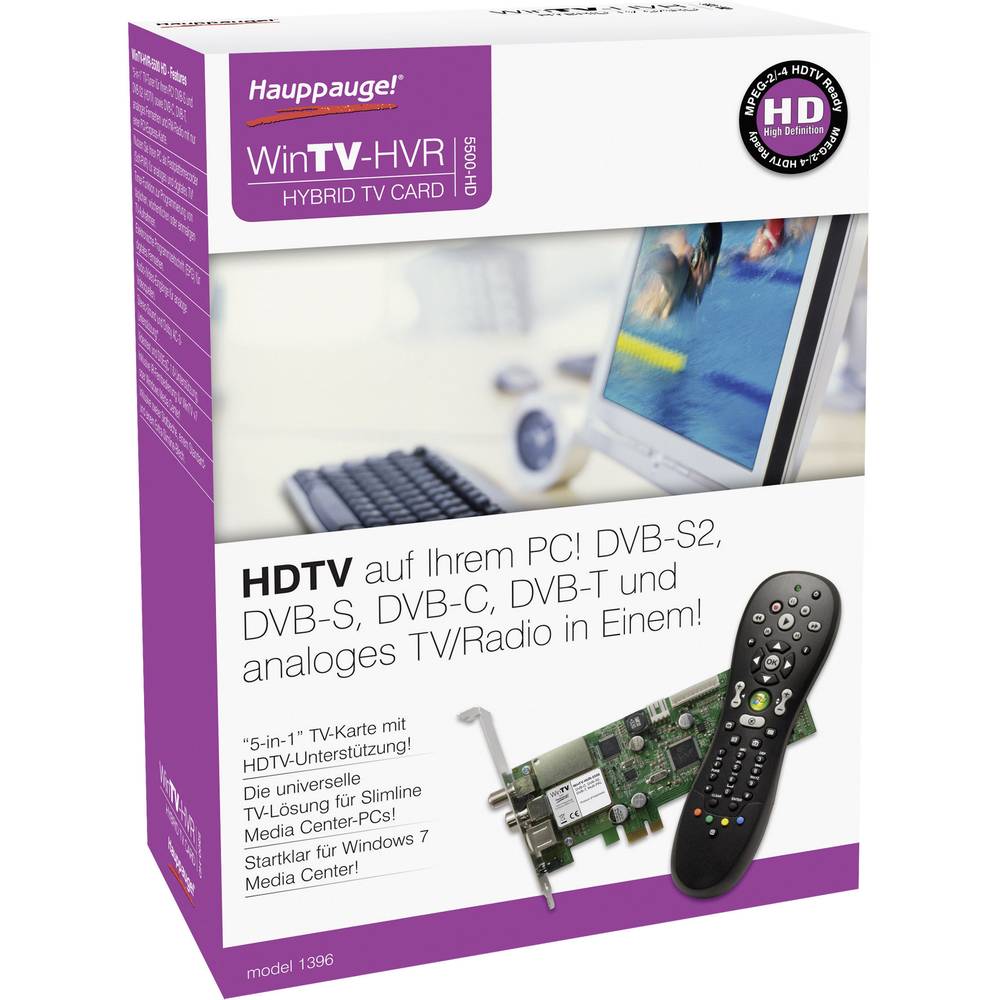 DVB-T, DVB-C, DVB-S PCIe-Karte Hauppauge WinTV-HVR-5500 incl. remote DVB-T, DVB-C, DVB-S PCIe-Karte Hauppauge WinTV-HVR-5500 incl. remote