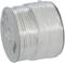 A coil of white cable, tightly wound, with a loose cable end, ready for use in electrical installations.