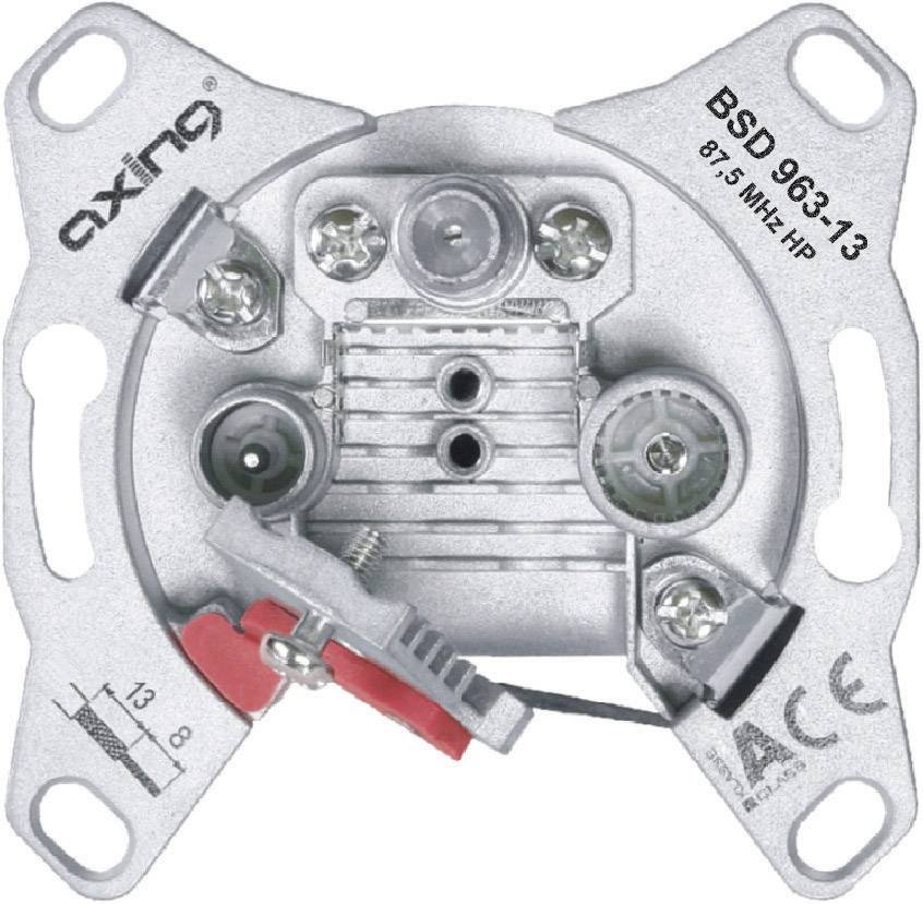 A coaxial cable socket for television and radio signals, with a metallic design and multiple screw connections.