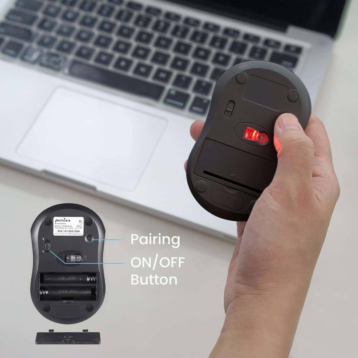 Simpletek Mouse Bluetooth® Optical Black 3 Buttons 1000 dpi Mouse buttons-3