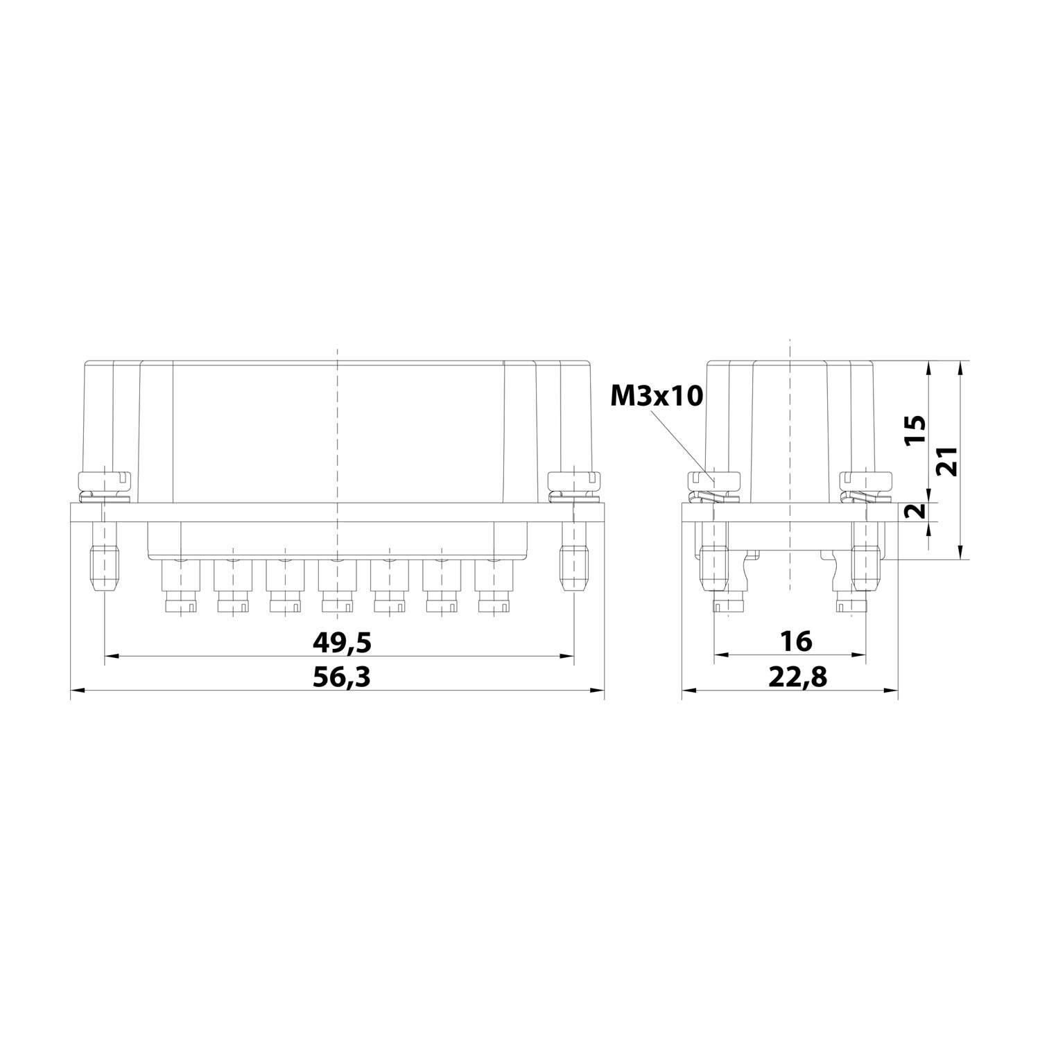 Symbol image for HARTING 09700142614 Connector Han® Staf 14 Screws 1 pc(s)