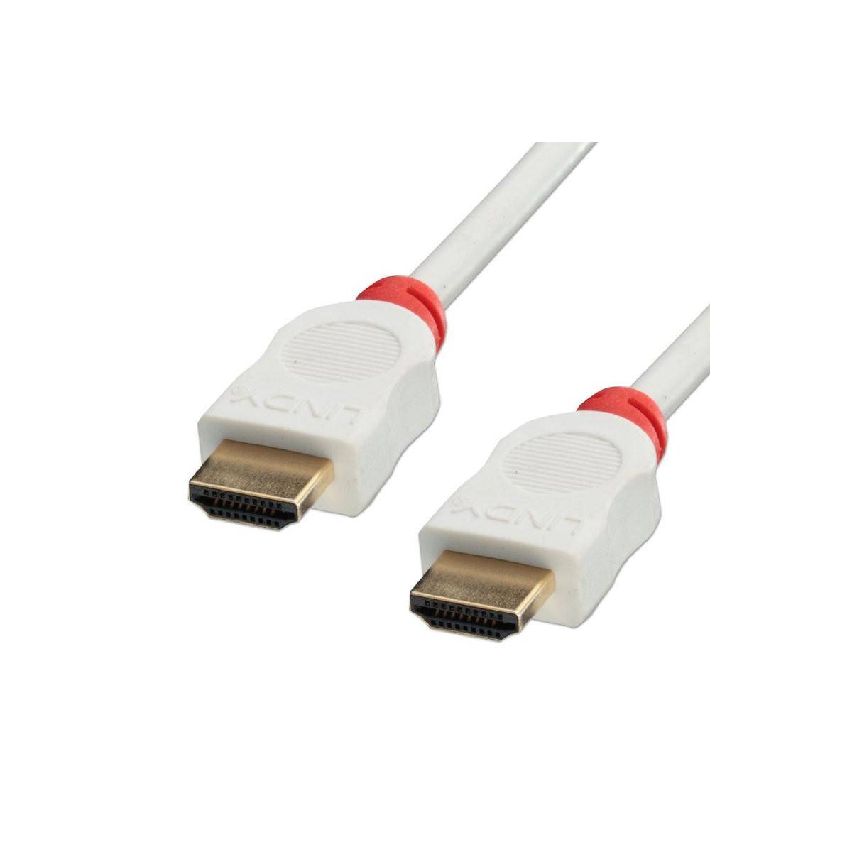 LINDY HDMI Cable HDMI-A plug, HDMI-A plug 0.50 m White 41410 4K UHD, Round, UL-approved, double shielding, rigid core HD-6