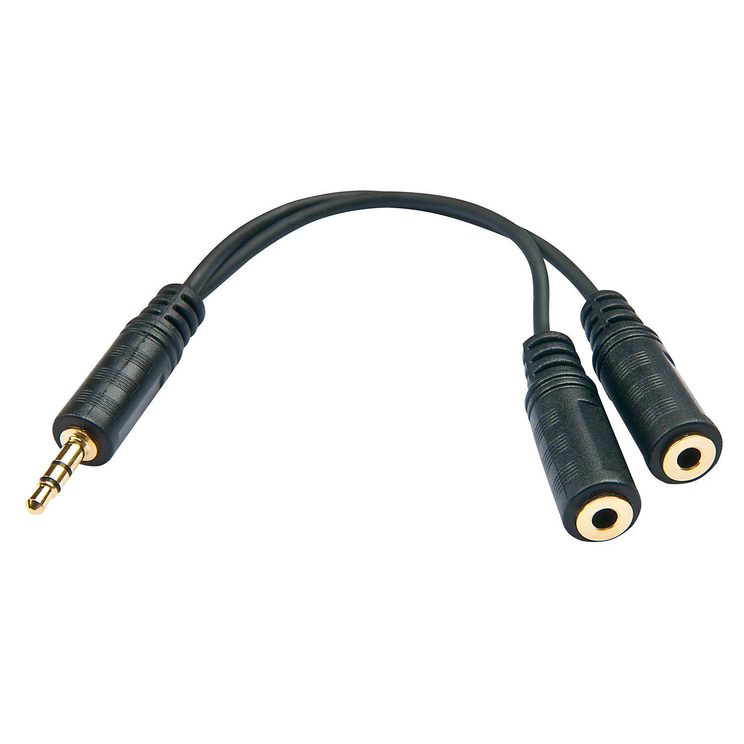 LINDY 35627 Audio/phono Cable [1x Jack plug 3.5 mm - 2x Jack socket 3.5 mm] 0.12 m Black-3
