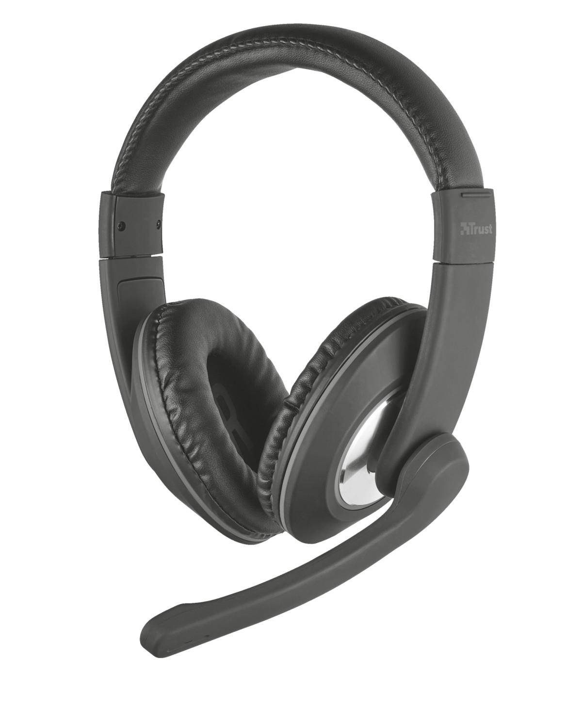 Trust Reno Over-ear headset Corded (1075100) Stereo Black Volume control, Microphone mute PC-6