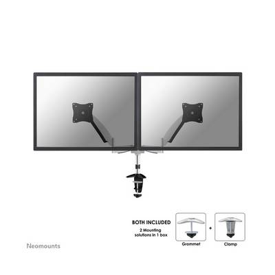 Neomounts FPMA-D950D Monitor desk mount 2 Display(s) 25,4 cm (10") - 68,6 cm (27") Silver Tiltable, Swivelling, Swivelli-3