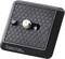 Black quick-release plate with non-slip surface and centre screw, brand 'hama', for camera tripod mounting.
