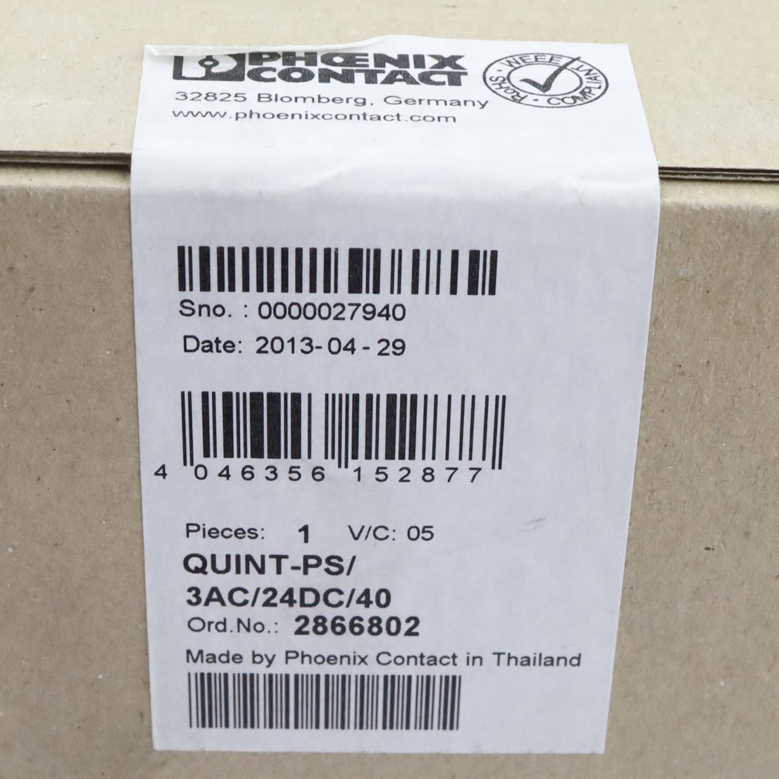 Phoenix Contact 2866802 Rail mounted PSU (DIN) 24 V DC 40 A 960 W No. of outputs:1 x Content 1 pc(s)-1