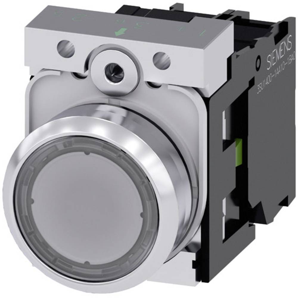 Siemens 3SU11520AB701BA0 3SU1152-0AB70-1BA0 Illuminated push button Front ring (steel), Glossy Button Silver, Clear 1 pc(s)