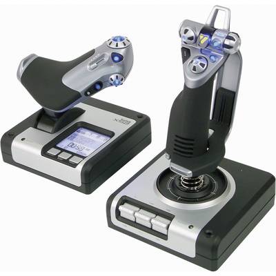 Logitech Gaming Saitek X52 Hotas Flight Control System PS28 Flight sim joystick USB PC Silver, Black-0