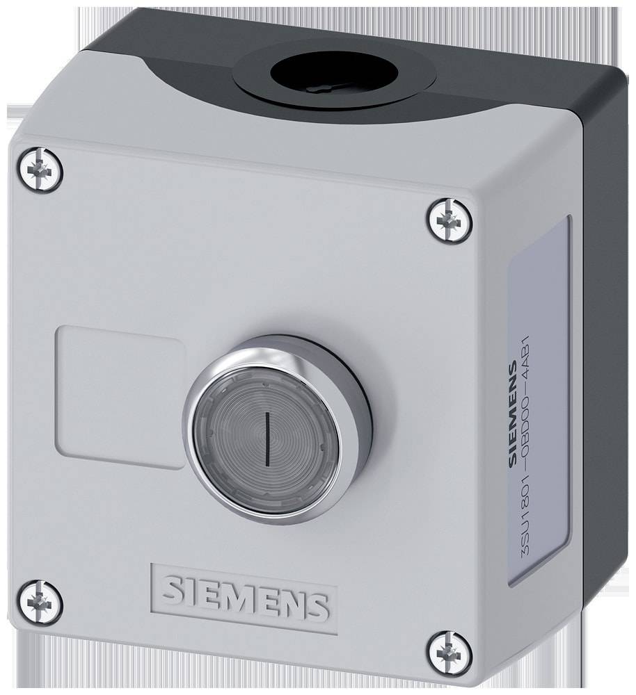 Siemens 3SU18010BD004AB1 3SU1801-0BD00-4AB1 Enclosure for floor mounting, Front ring (steel) 1-button Clear, Silver 1 pc(s)