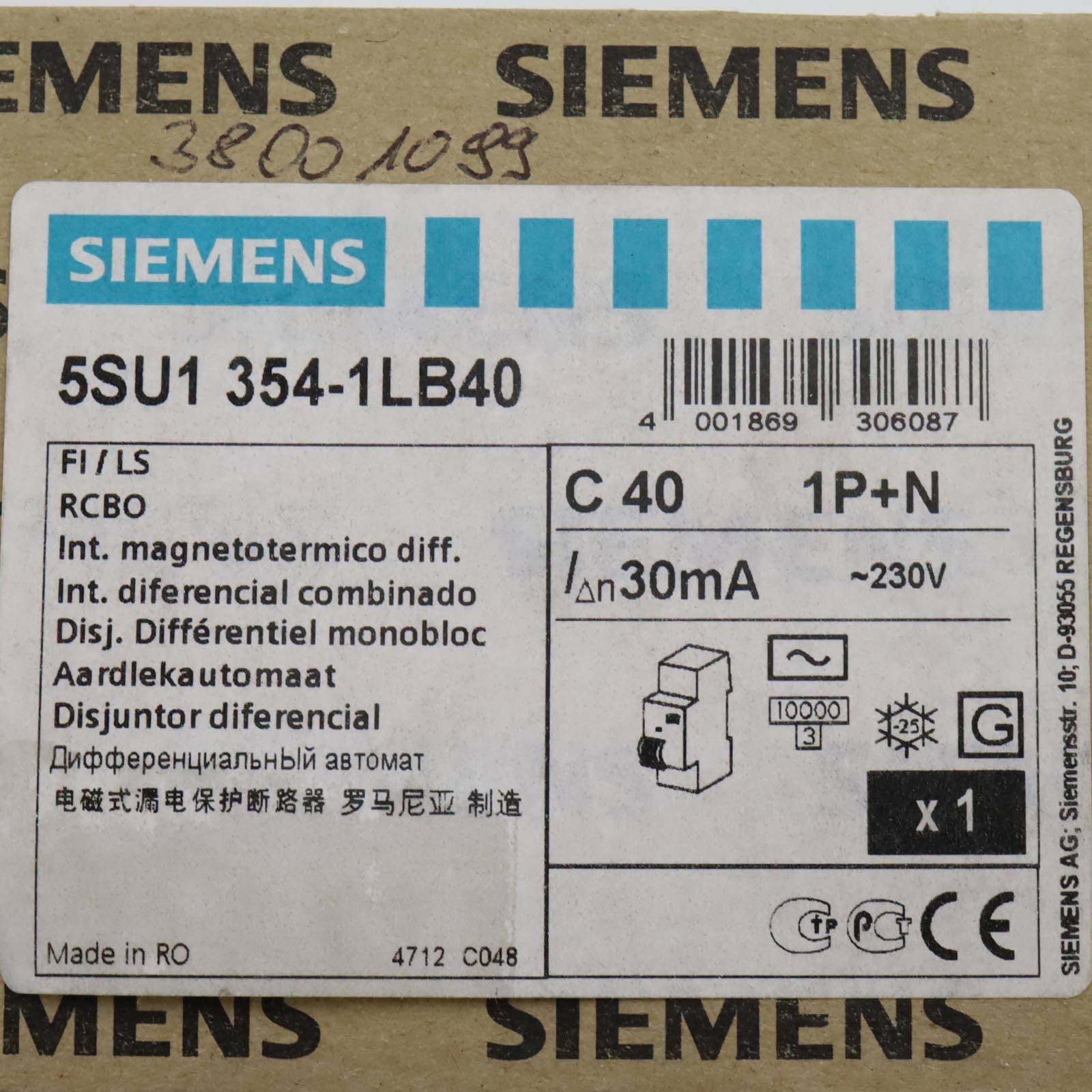 Siemens 5SU13541LB40 Circuit breaker 40 A 0.03 A 230 V-4