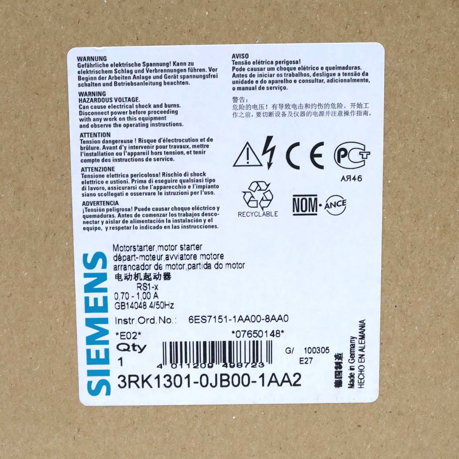 Siemens 3RK1301-0JB00-1AA2 3RK13010JB001AA2 Motor starter Motor power at 400 V 0.35 kW 400 V-2