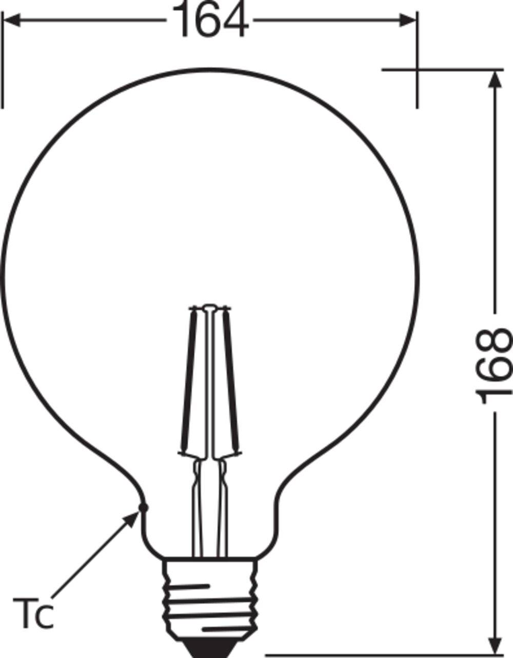 Symbol image for OSRAM 4058075808980 LED (monochrome) EEC F (A - G) E-27 Globe shape 2.5 W = 22 W Warm white (Ø x L) 124 mm x 168 mm Fila
