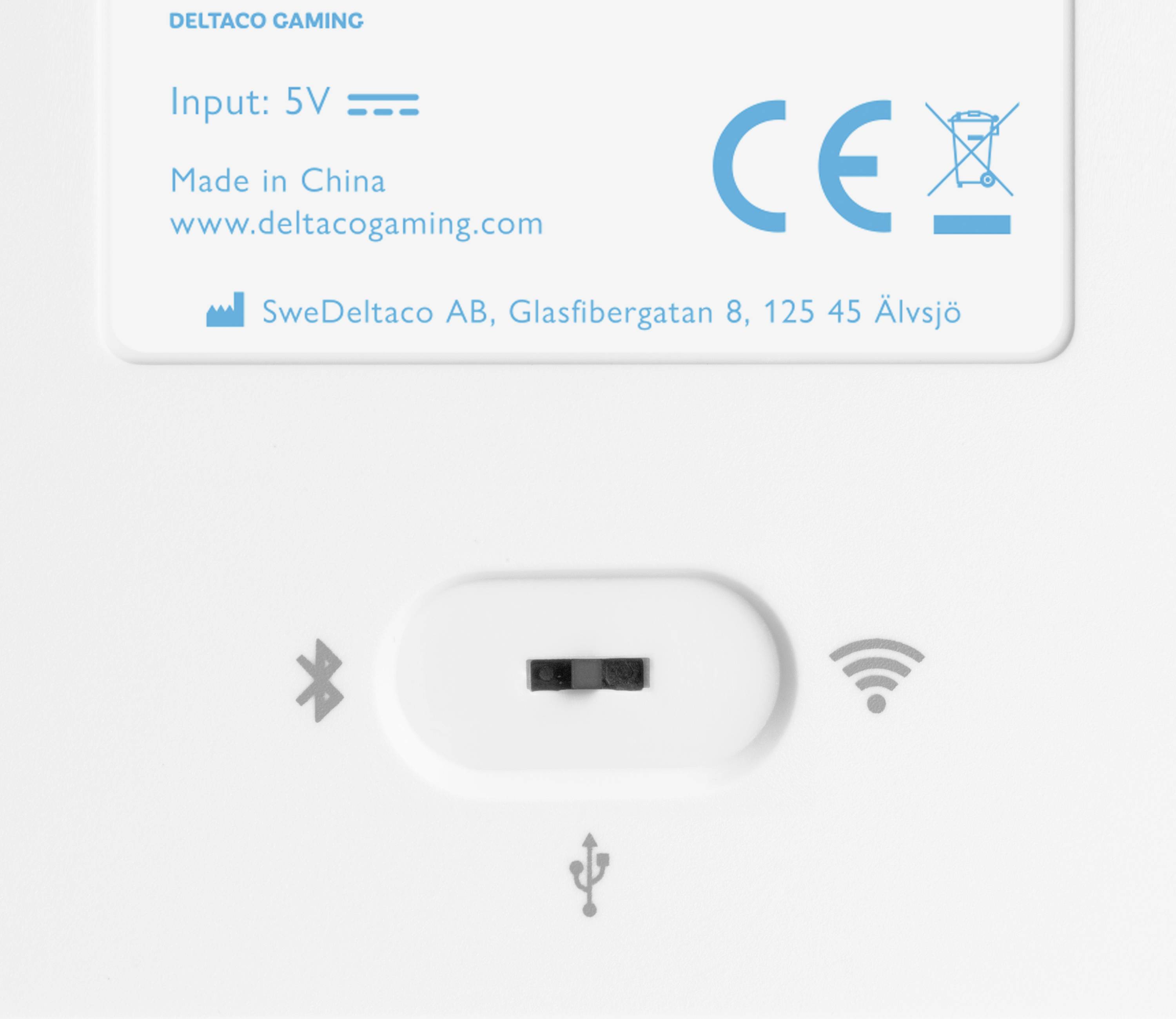 DELTACO GAMING WK95R Wireless, Bluetooth®, Corded Gaming keyboard German, QWERTZ White Backlit, Switch: red-3