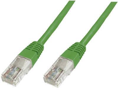 Green Ethernet cable with two transparent RJ-45 connectors.