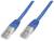 Two blue Ethernet cables with transparent RJ-45 connectors at the ends, used for network connections.