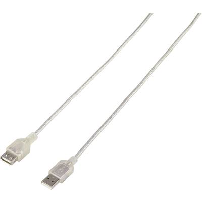 Renkforce USB cable USB 2.0 USB-A plug, USB-A socket 1.80 m Transparent  RF-2915241