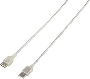 Renkforce USB cable USB 2.0 USB-A plug, USB-A socket 3.00 m Transparent  RF-4538152