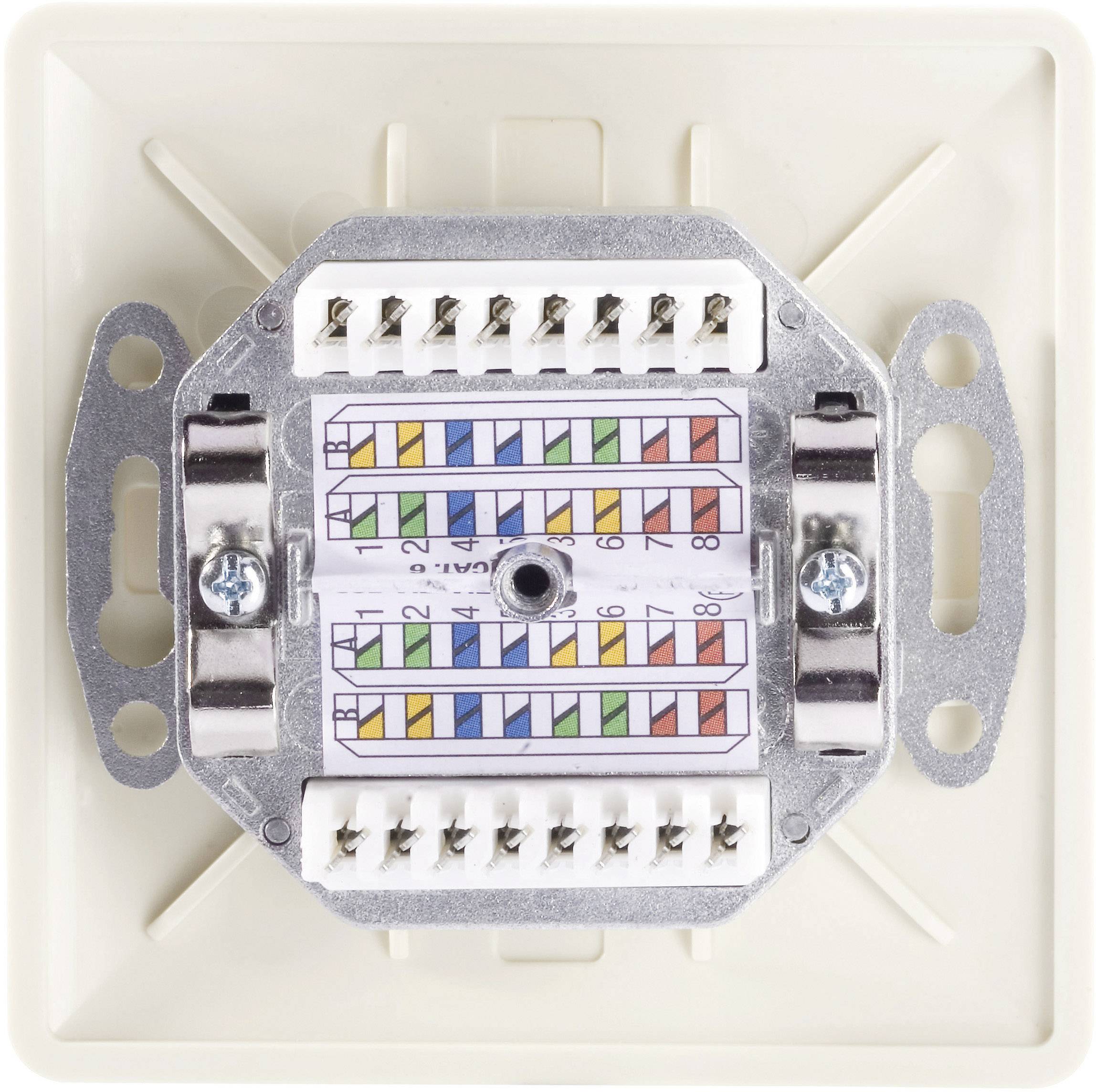 Setec 604697 Network outlet Flush mount Insert with main panel and frame CAT 6 Oyster white-1