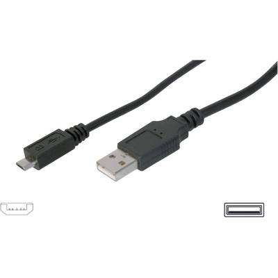 Digitus USB cable USB 2.0 USB-A plug, USB Micro-B plug 3.00 m Black  AK-300110-030-S
