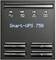 Display of an uninterruptible power supply with text 'Smart-UPS 750' and symbols for status, battery, and fault. Control buttons at the bottom.