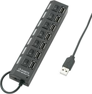 Renkforce  7 ports USB 2.0 hub individually connectable, + LED indicator lights Black