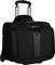 Black two-wheeled suitcase with telescopic handle, perfect for business trips or short getaways.
