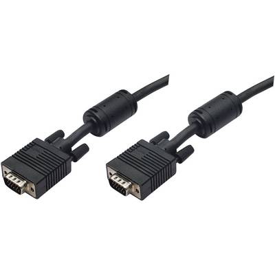 Manhattan VGA Cable VGA 15-pin plug, VGA 15-pin plug 3.00 m Black 317733 screwable, incl. ferrite core VGA cable