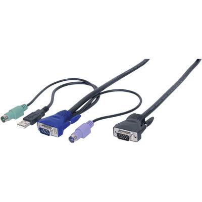 Digitus KVM Cable [2x PS/2 plug, VGA plug, USB 2.0 connector A - 1x VGA plug] 1.80 m Black 