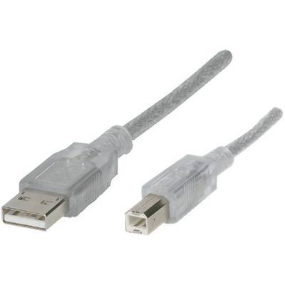 Renkforce USB cable USB 2.0 USB-A plug, USB-B plug 1.80 m Transparent  RF-2916090