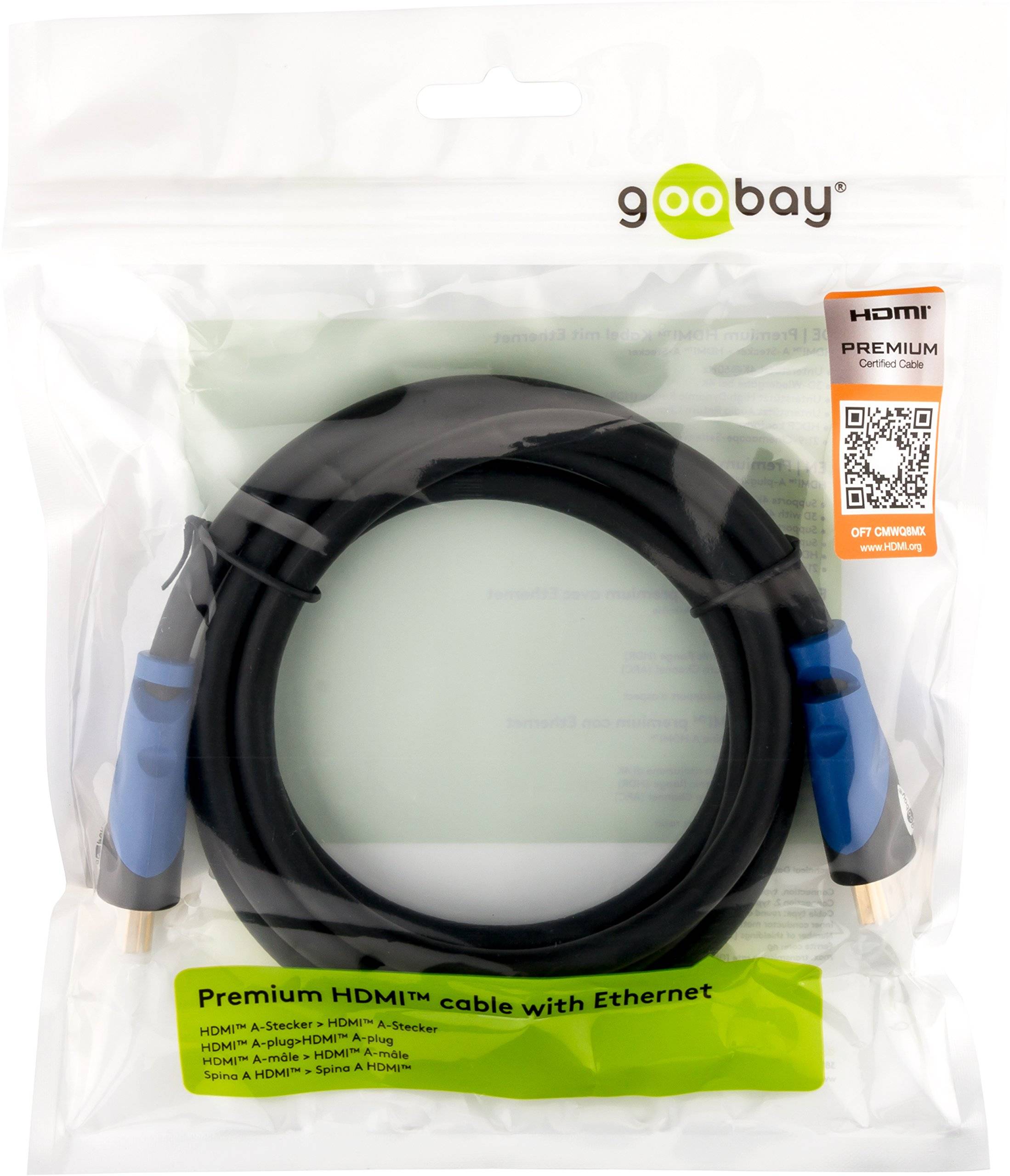 Goobay HDMI Connection cable HDMI-A plug 0.5 m Black 72315 4K UHD HDMI cable-1