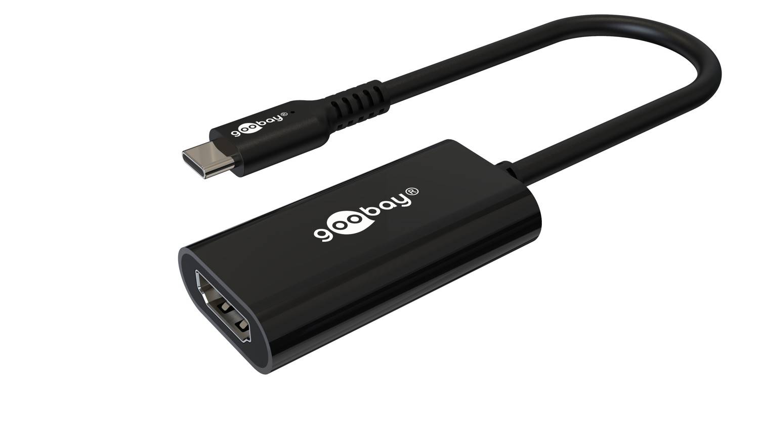 Goobay 38532 USB / HDMI Adapter [1x USB-C® plug - 1x HDMI socket] Black incl. OTG function 13 cm-0