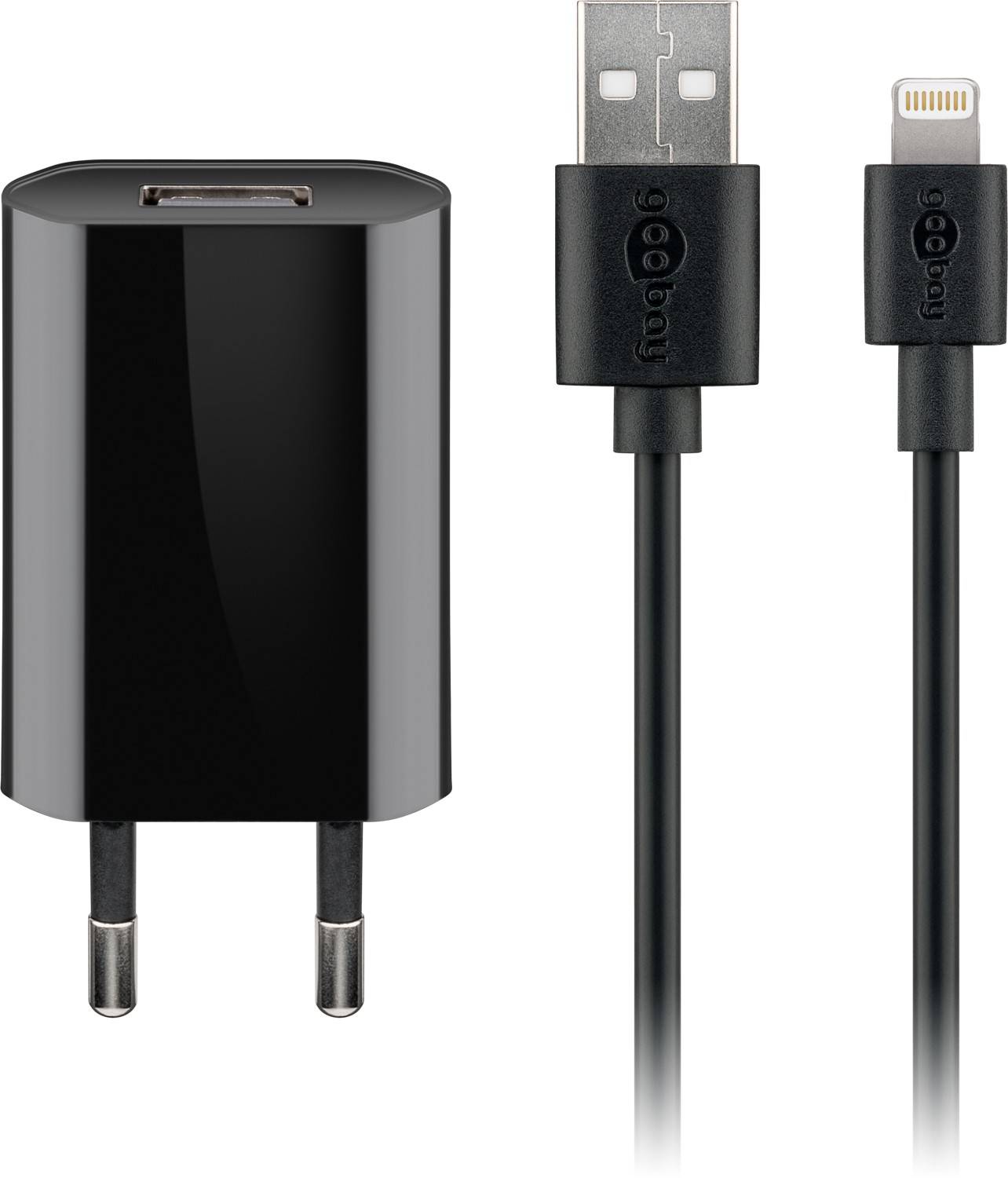 Goobay Goobay 44994 1 Port USB Ladegerät 5 W Apple Lightning Ladekabel 1 m Set Schwarz USB charger 5 W USB 2.0 port A, A-0
