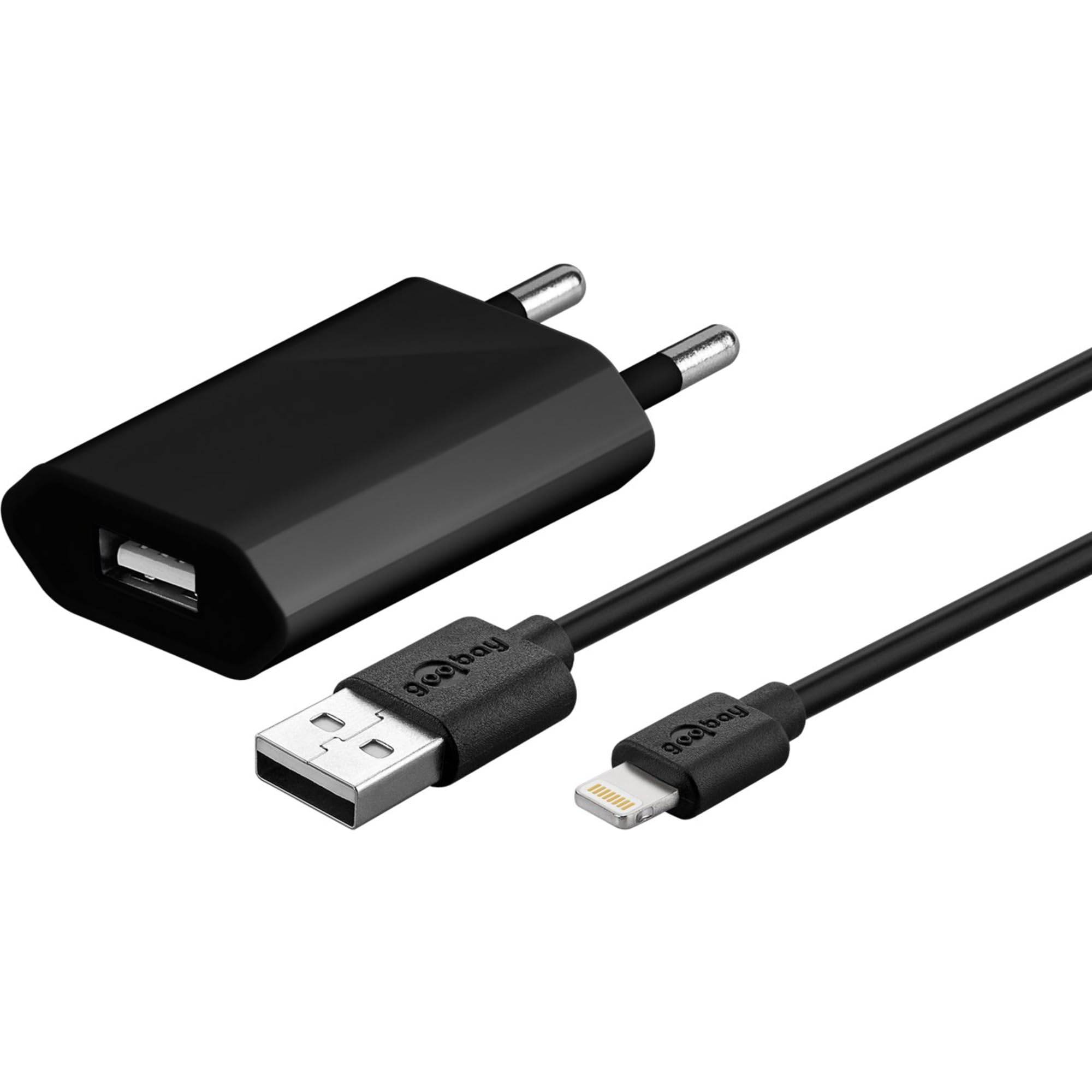 Goobay Goobay 44994 1 Port USB Ladegerät 5 W Apple Lightning Ladekabel 1 m Set Schwarz USB charger 5 W USB 2.0 port A, A-1
