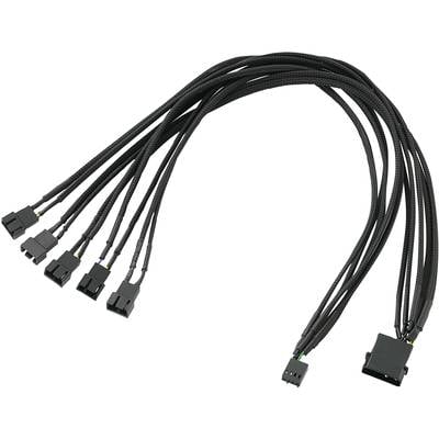 PC fan Y cable [5x PC fan plug 4-pin - 1x PC fan socket 4-pin, IDE power plug 4-pin] 0.45 m Black Akasa
