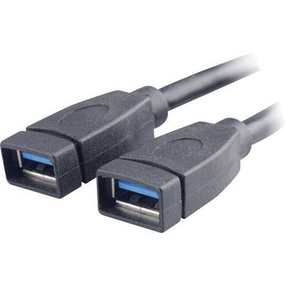 Two black USB cables with blue connectors, lying side by side.