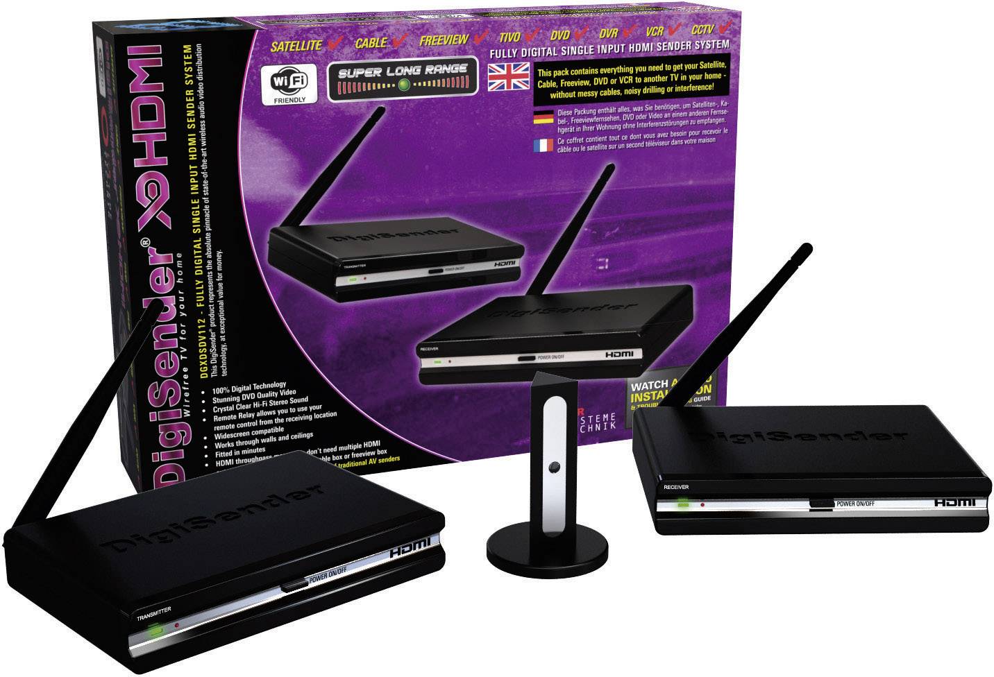 AEI DigiSender DGXDSDV112EU Wireless HDMI Digital Video Sender Kit