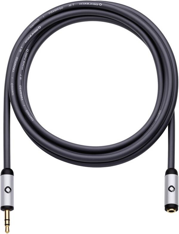 Oehlbach 60036 Jack Audio/phono Cable extension [1x Jack plug 3.5 mm - 1x Jack socket 3.5 mm] 5.00 m Black gold plated connectors