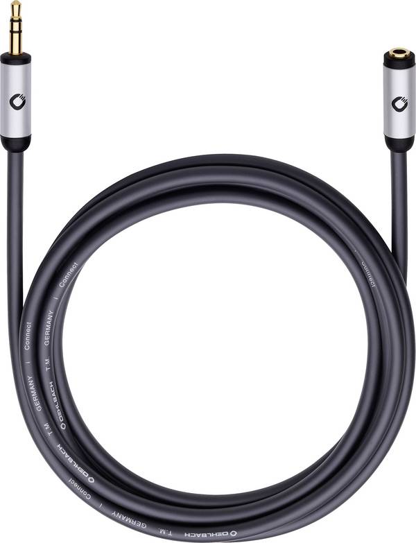 Jack Audio/phono Cable extension [1x Jack plug 3.5 mm - 1x Jack socket 3.5 mm] 3.00 m Black gold plated connectors Oehlbach i-Connect J-35 EX