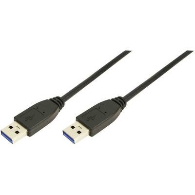 Two black USB cables with blue connectors, running parallel to each other. They are suitable for data transfer.