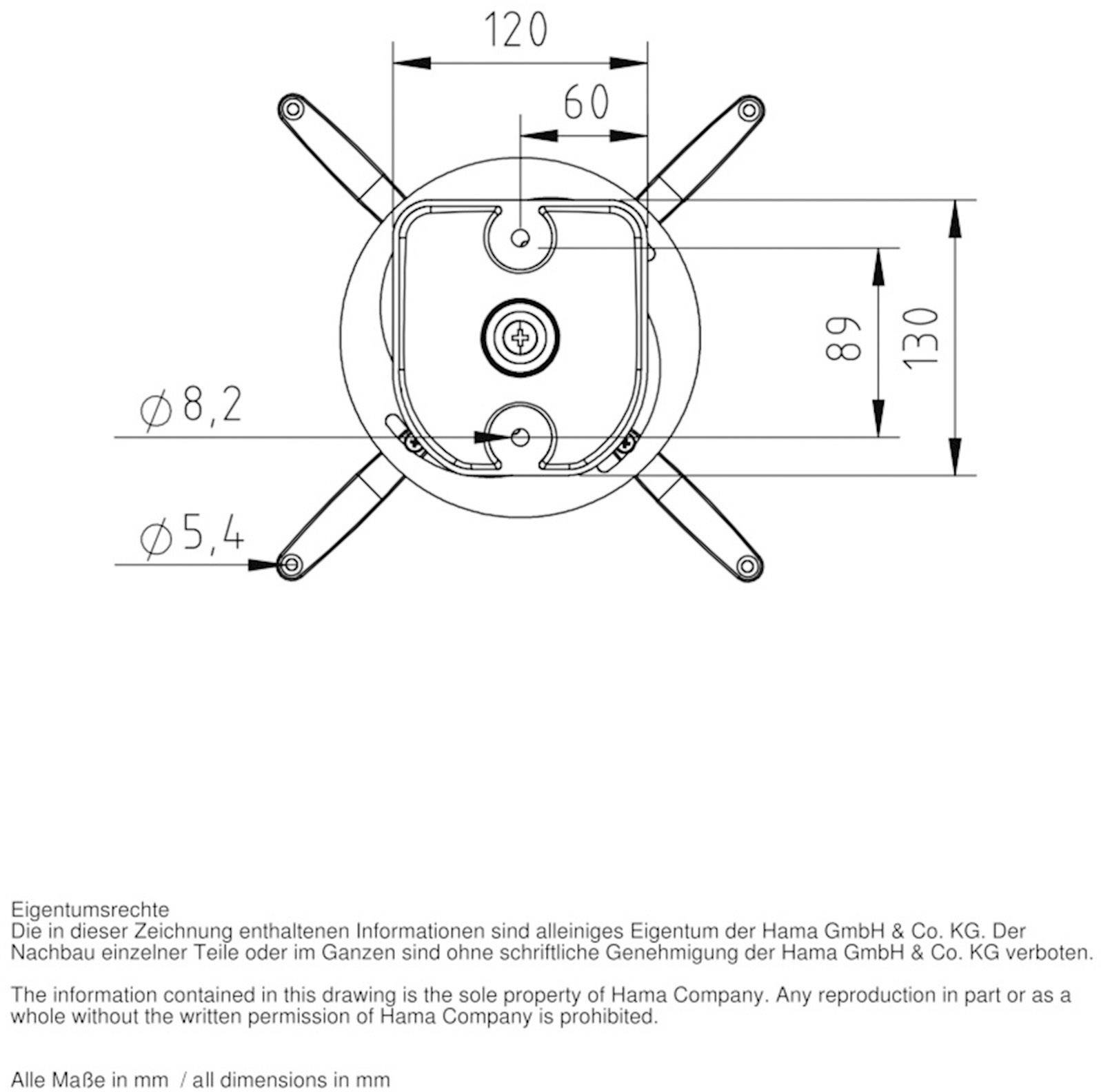 Hama 118610 Projector ceiling mount Tiltable Max. distance to floor/ceiling: 22 cm White-1