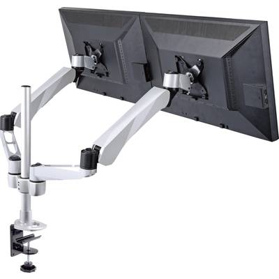 SpeaKa Professional SP-3947568 Flex 2x Monitor desk mount 25,4 cm (10") - 68,6 cm (27") Black, Silver Height-adjustable,